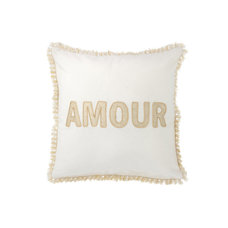 Cuscino Tessuto Bianco Oro Amour 45x45x3.75cm