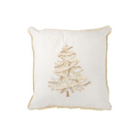 Cuscino Tessuto Bianco Oro Albero 45x45x12cm