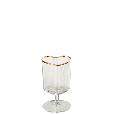Bicchiere Vetro Vino Cuore 12,5cm Trasparente E Oro