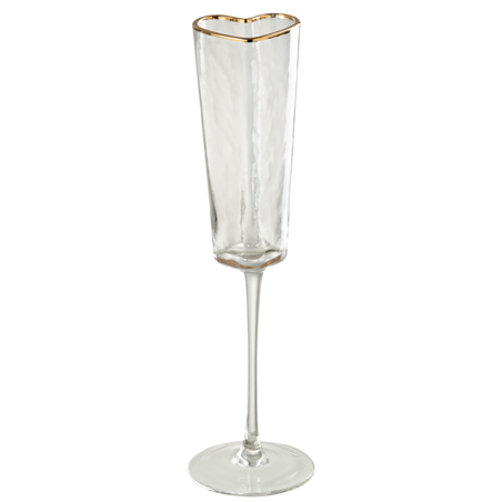 Flute Vetro Cuore Oro Trasparente 26cm