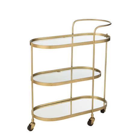 Carrello X Docli Ovale Metallo/specchio 84cm Gold