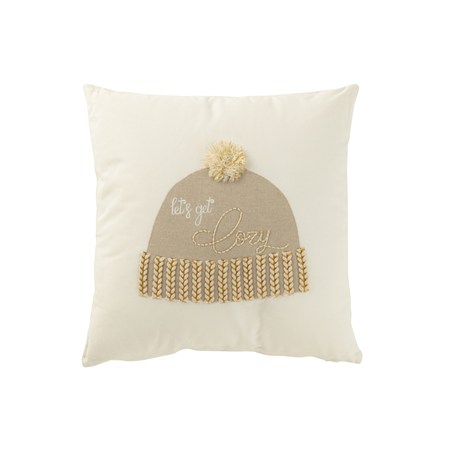 Cuscino Cotone Berretto Bianco Beige 45cm