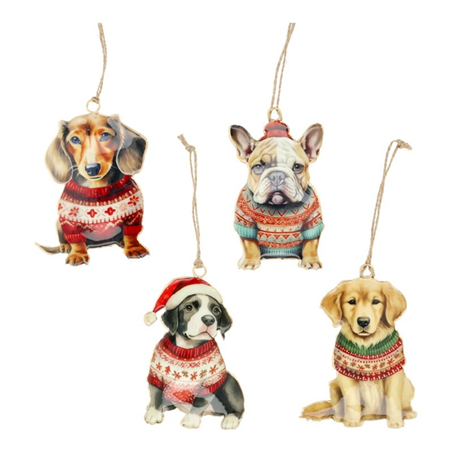 Ornamento Metallo Cagnolini Natalizi H11cm 4 Assortiti Multicolor