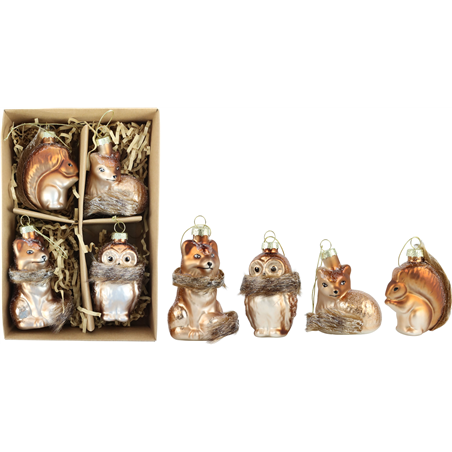Ornamento Vetro Animali Del Bosco Glitt 6cm