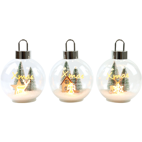 Sfera D'Appoggio Led Paesaggio Neve Xmas D15 White Green