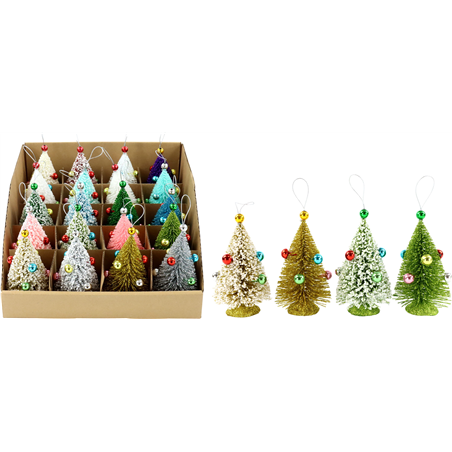 Ornamento Alberello Multi Con Sfere 10cm Multicolor
