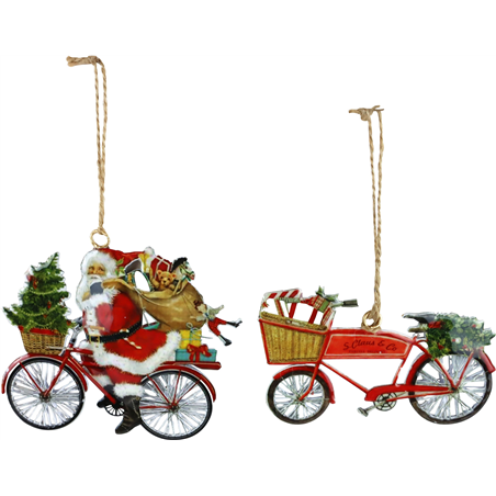 Ornamento Metallo Babbo Natale 12cm White Red