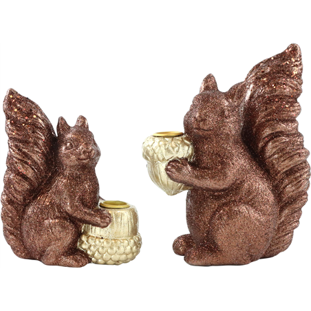 Portacandela Scoiattolo Brown Gold  20/15cm