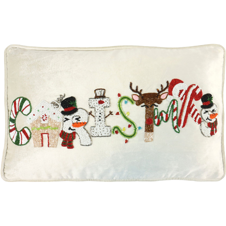 Cuscino Tessuto Christmas Perline 30x50cm Multicolor