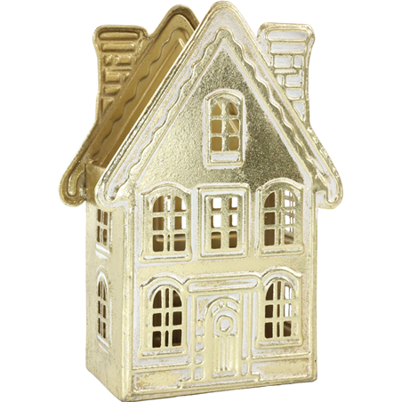 Casetta Lanterna Metallo Gold 17x9x25cm