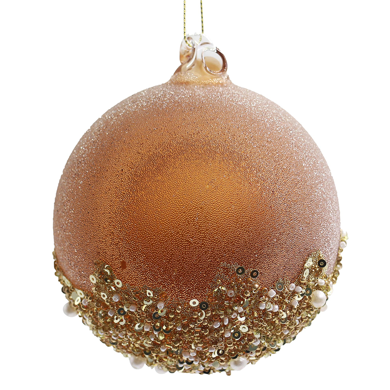 Sfera Vetro D10cm Base Perline E Perle Brown Gold — immagine 2