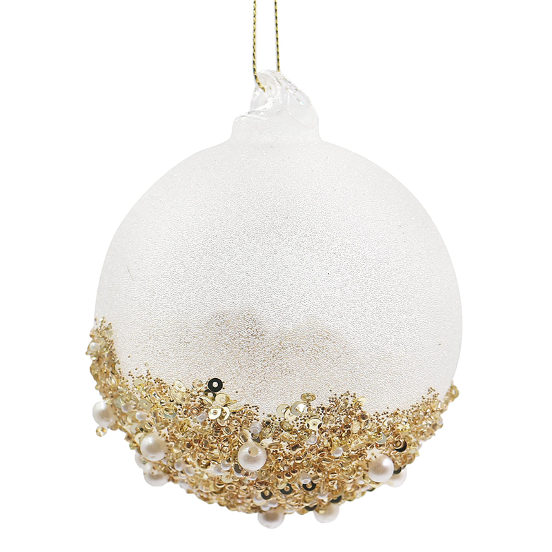 Sfera Vetro D8cm Base Perline E Perle White Gold — immagine 2