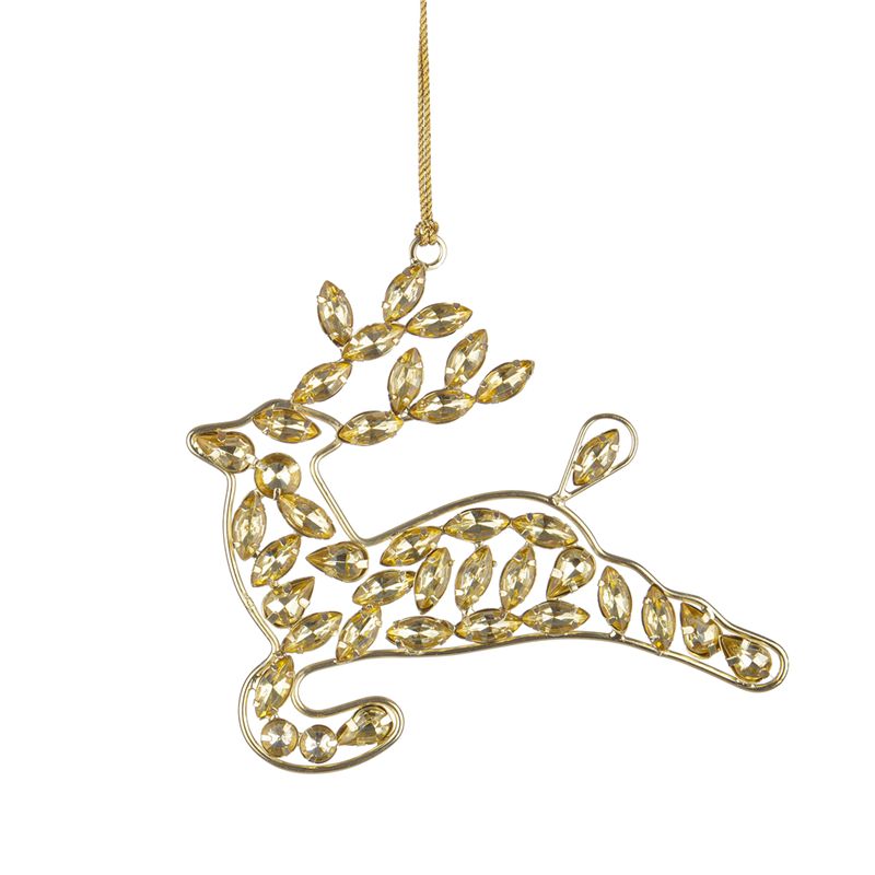 Ornamento Renna Pe Metallo Gemme H14cm Gold — immagine 2