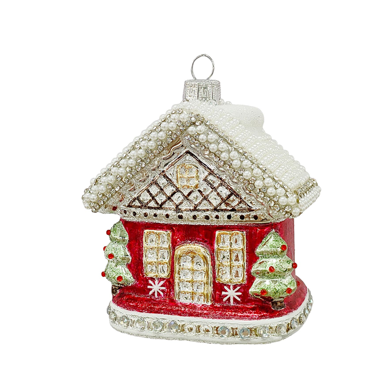 Ornamento Vetro Casa Perline E Alberi 9,5cm Multi — immagine 2