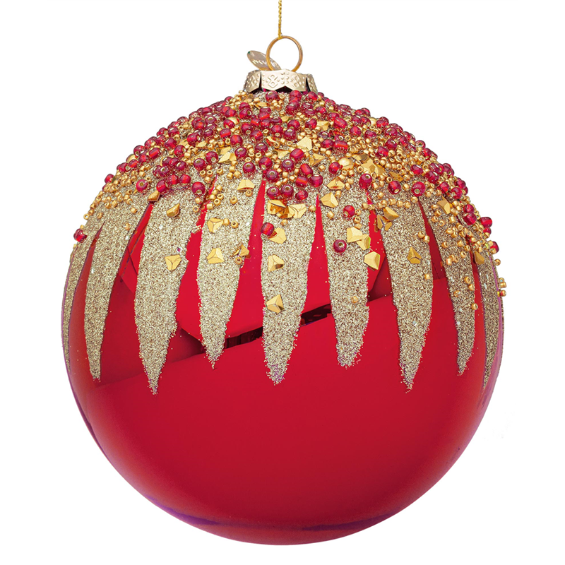 Sfera Vetro D15cm Firework Red Gold — immagine 2