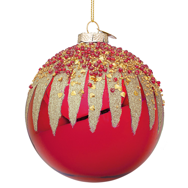Sfera Vetro D10cm Firework Red Gold — immagine 2