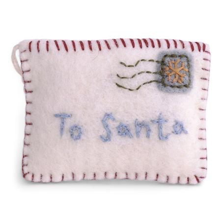 Ornamento Feltro Mini Lettera Babbo H6cm White Red