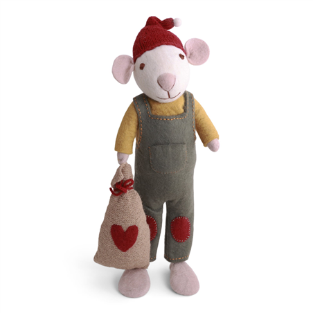 Topolino Con Salopette E Sacco Cuore H60cm Multicolor