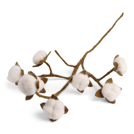 Ramo Feltro Marrone  Cotone Bianco H60cm