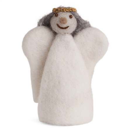 Ornamento Angelo Feltro Aureola H10cm White