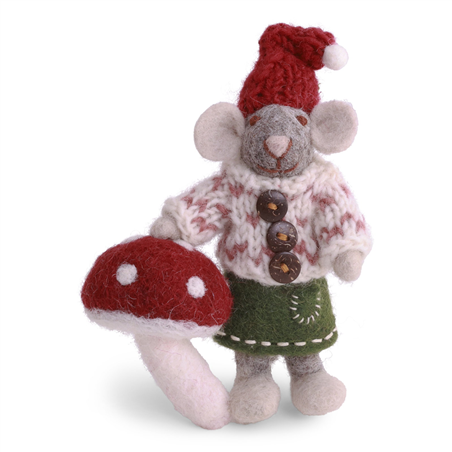 Ornamento Feltro Topolina Fungo H12cm Multi