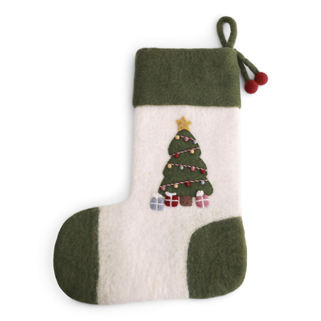 Calza Della Befana Lana Albero Decorato H48cm Green Multi