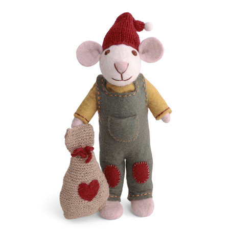 Topolino Con Salopette E Sacco Cuore H27cm Multi