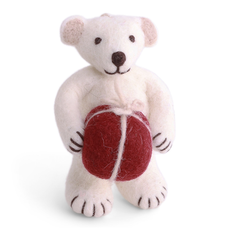 Ornamento Orso Polare Con Regalo H10cm White Red