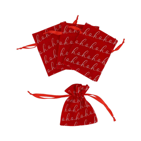 Sacchetto Velluto  Hohoho 9,5x11,5cm 4pz Red White