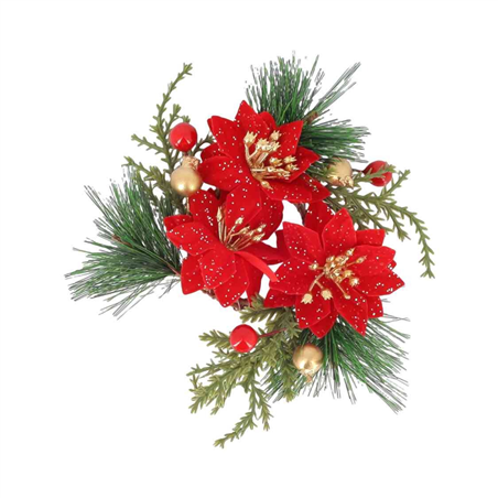 Coroncina Girocandela Poinsette D14cm Red Gold