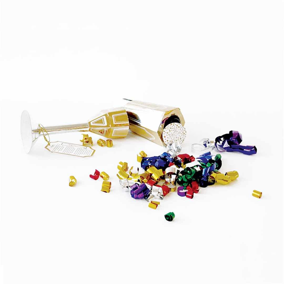 Party Poppers Crackers Calici Gold 6pz — immagine 3