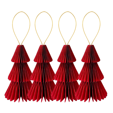 Ornamento Albero Carta Fru Fru 10cm 4pz Rosso