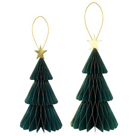 Ornamento Albero Carta Con Stella 20/25 2pz Verde