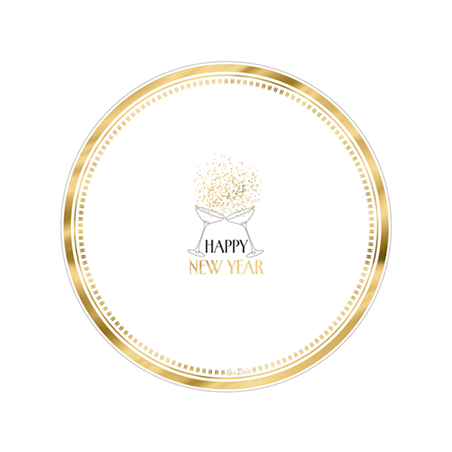 Piatto Carta 23cm 8pz Natale  Happy New Year Cin Cin