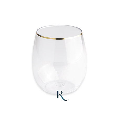 Bicchiere Riutilizzabile Tumbler 360cc 6pz Trasparente Bordo Oro Crystal