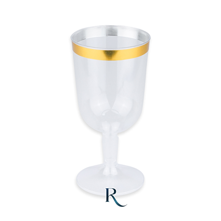 Calice Riutilizzabile 180cc 6pz Trasparente Oro Crystal
