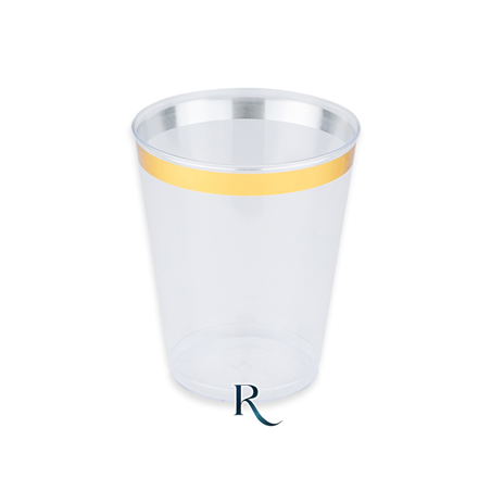 Bicchiere Riutilizzabile Tumbler 300cc 6pz Trasparente Bordo Oro Crystal