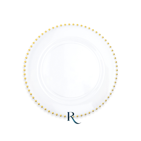 Piatto Riutilizzabile D19cm Golden Drops 6pz Trasparente Oro Crystal