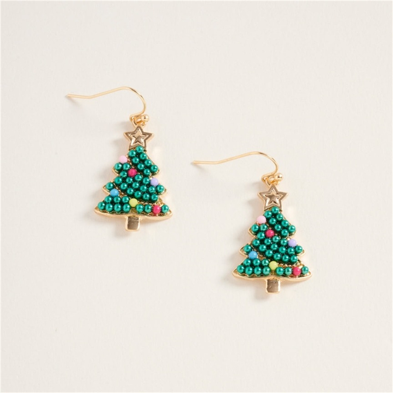 Orecchini Albero Di Natale Perline E Stella Green Multi — immagine 2