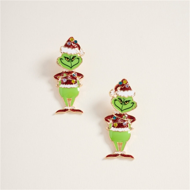 Orecchini Grinch Glitter Luci Natalizie Multi — immagine 2