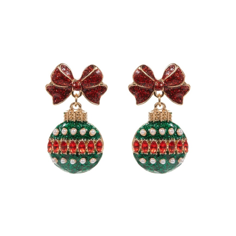 Orecchini Sfere Di Natale Con Pietre Green — immagine 2