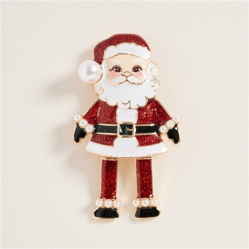 Spilla Babbo Natale Con Perle E Glitter Red — immagine 2