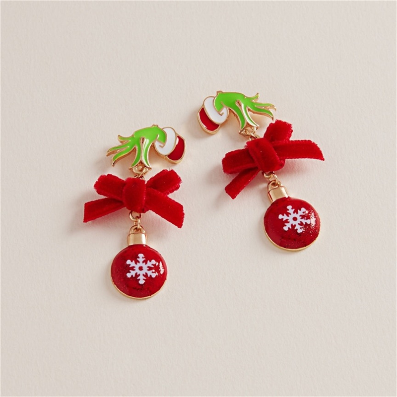Orecchini Grinch Fiocco Red — immagine 2