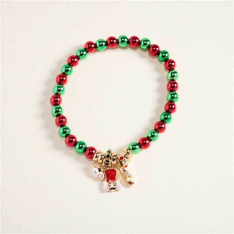 Bracciale Perline E Ciondolo Schiaccianoci Green Red — immagine 2