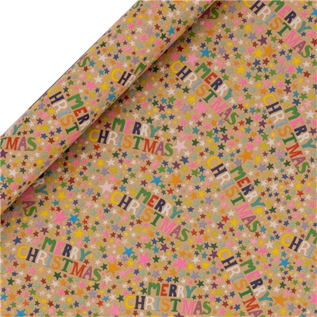 Carta Regalo Rotolo 5x5x70cm Natale Stelle Multi