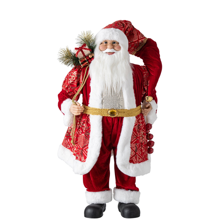 Babbo Natale Tessuto Campanelle 44x30xh90cm Red White Gold