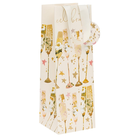 Busta Regalo Bottiglia 12x12.5x36cm Natale Flutes