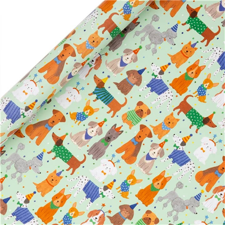 Carta Regalo Rotolo 5x5x70cm Fantasia Party Dogs