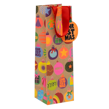 Busta Regalo Bottiglia 10x11x34 Cm Natale Funny Christmas