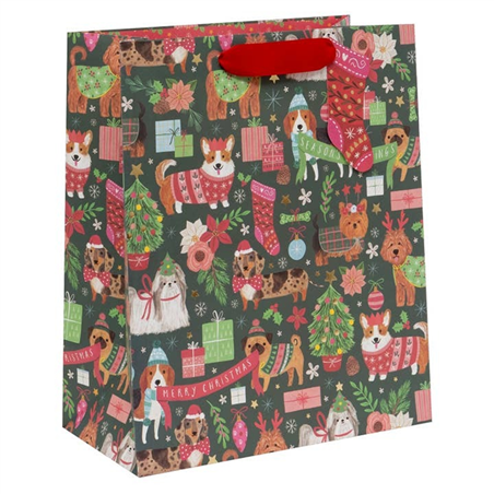 Busta Regalo Shopper 13.5x26x31.5cm Natale Santa Paws